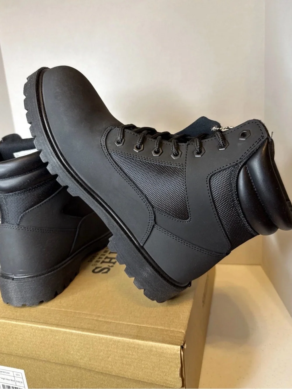 SMITH Black Men's Work Boots - Rugged Lace-Up Ankle Boots Mens 9
